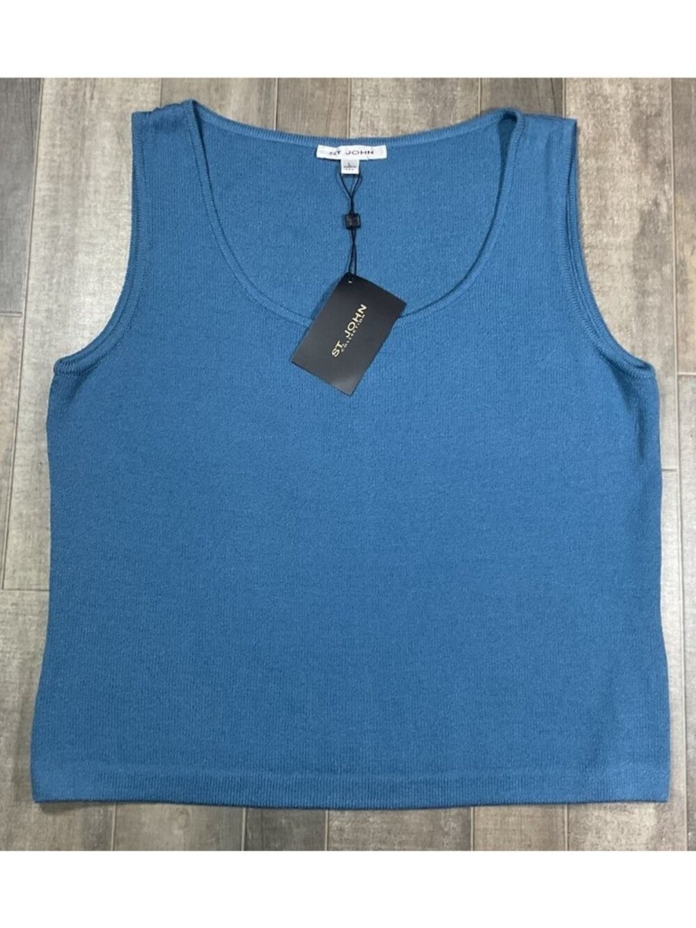 NEW $280 ST John K918012 Spiced Blue Size L Sleeveless Scoop Collar